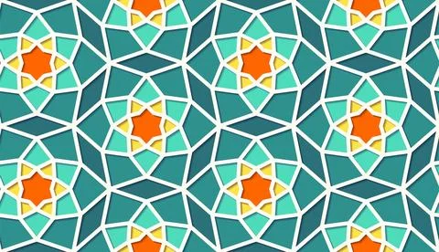 Arabic seamless girih pattern with classic islamic culture ornament. Colorful Illustrazione stock