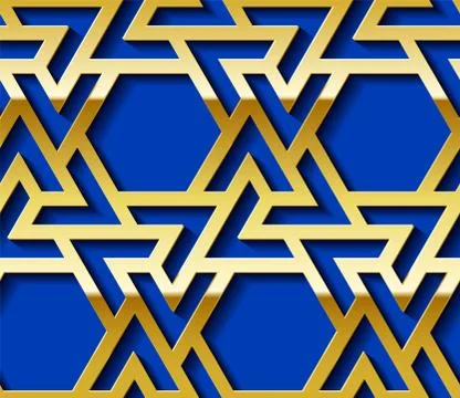 Arabic seamless golden pattern with classic islamic culture ornament. Blue Stock Illustration