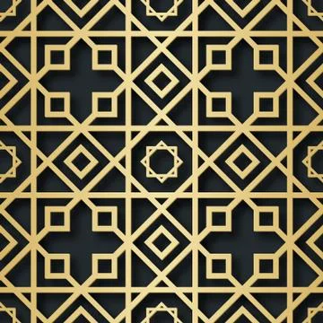 Arabic seamless pattern with 3D effect for the festive design of the brochure Illustrazione stock
