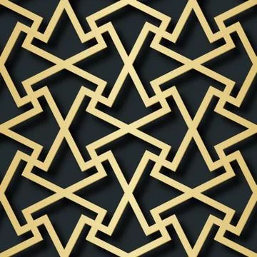 Arabic seamless pattern with 3D effect for the festive design of the brochure Illustrazione stock