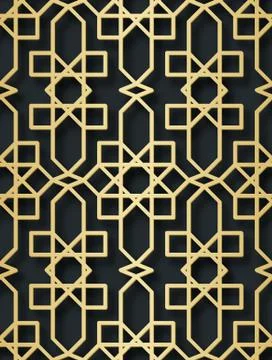Arabic seamless pattern with 3D effect for the festive design of the brochure Illustrazione stock