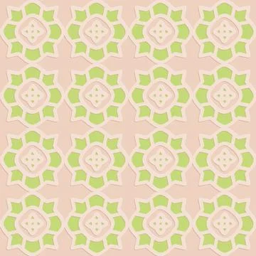 Arabic seamless pattern beige green pastel color background for design and de Illustrazione stock