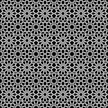 Arabic Seamless pattern in black and white color Stock Illustration