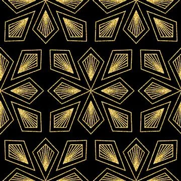 Arabic seamless pattern black gold shimmer color, luxury tile mosaic glitter  Stock Illustration