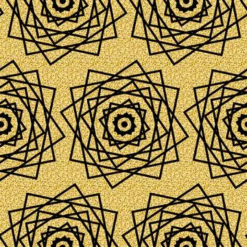 Arabic seamless pattern black gold shimmer color, luxury tile mosaic arabesqu Stock Illustration