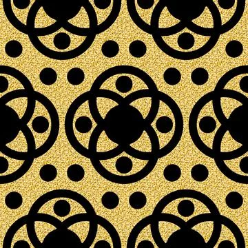 Arabic seamless pattern black gold, luxury tile mosaic arabesque symmetrical  Stock Illustration