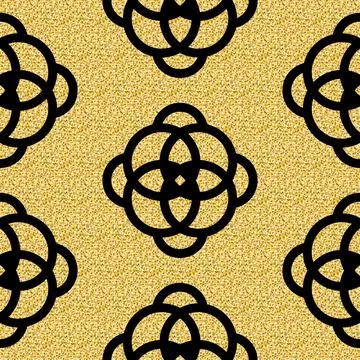 Arabic seamless pattern black gold shimmer color, luxury tile mosaic arabesqu Stock Illustration