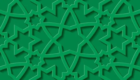 Arabic seamless pattern with classic islamic culture ornament. Green background Illustrazione stock