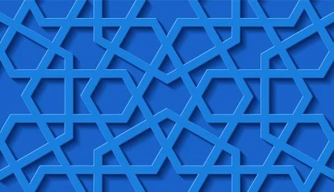 Arabic seamless pattern with classic islamic culture ornament. Blue background Stock Illustration