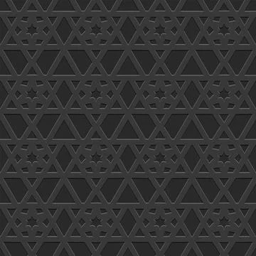 Arabic seamless pattern embossed perforated black background, vector illustra イラスト素材
