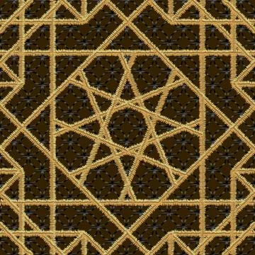 Arabic seamless pattern embroidery with gold thread style. Traditional arab Stock Illustration