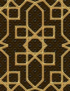 Arabic seamless pattern embroidery with gold thread style. Traditional arab Stock Illustration