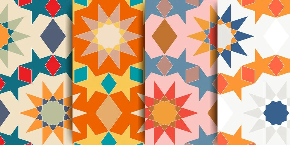 Arabic seamless pattern in multicolored palette. Arabic ornament. Arabic Muslim Stock Illustration
