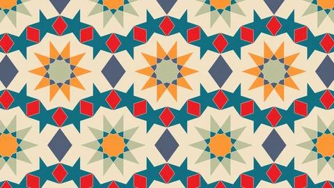 Arabic seamless pattern in multicolored palette. Oriental decor. Arabic Muslim Stock Illustration