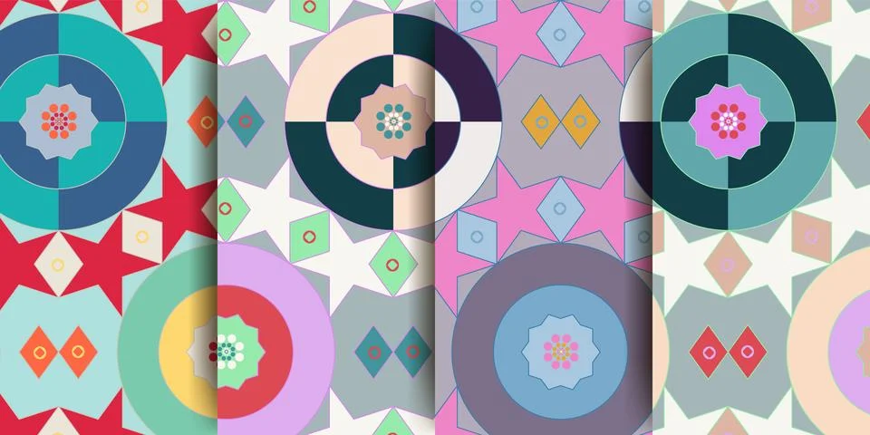 Arabic seamless pattern in multicolored palette. Arabic ornament. Oriental decor Stock Illustration