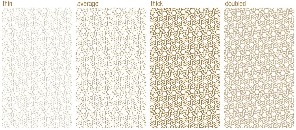 Arabic seamless pattern.A set of four ornaments with different thicknesses. Stock Illustration
