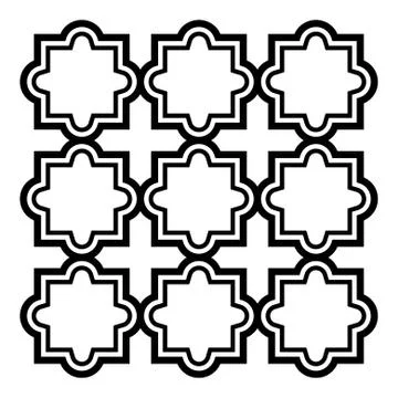 Arabic seamless pattern set - Islamic design, black and white geometric art Stock Illustration