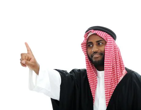 Arabic sheikh pressing abstract button - place for your message Stock Photos