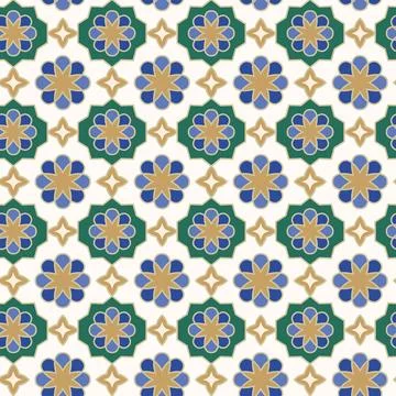Arabic style abstract elegant geometric mosaic printable seamless pattern Stock Illustration
