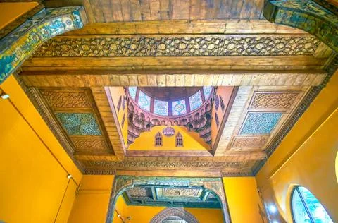The arabic style ceiling in Coptic Museum, on December 23  in Cairo, Egypt Stock Photos