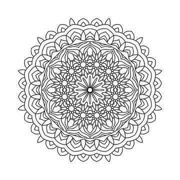 Arabic style mandala pattern vector for coloring pages. Circular mandala line 스톡 일러스트