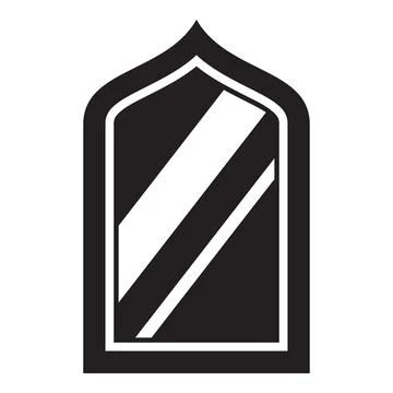 Arabic style mirror reflecting light beams in black and white Stock Illustration