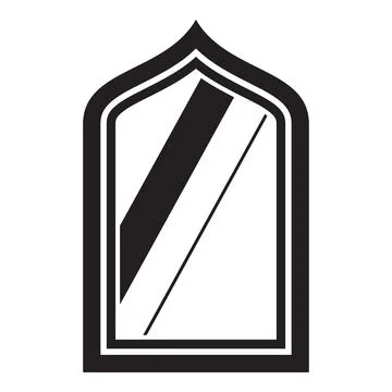 Arabic style mirror reflecting light with black frame and pointed arch Stockillustratie