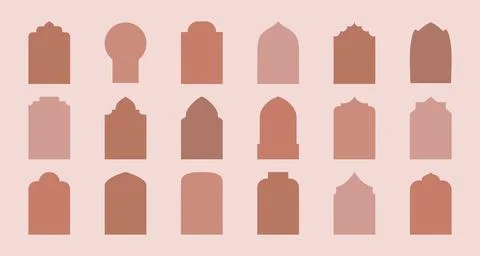 Arabic style oriental window, arch shapes. Muslim vector design for Ramadan. Stock Illustration