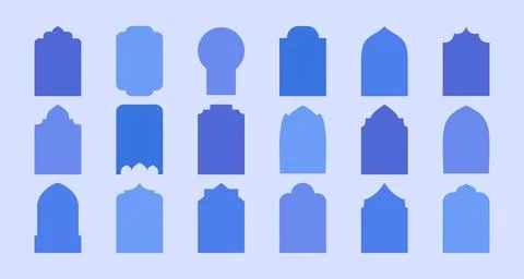 Arabic style oriental window, arch shapes. Bright muslim moroccan vector design イラスト素材