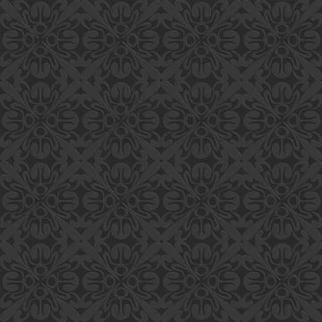 Arabic style seamless pattern, arabesque ornate black monochrome pattern, vec Stock Illustration