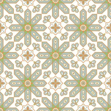 Arabic style tile seamless pattern. Moroccan ceramic tiles design pastel blue Stockillustratie
