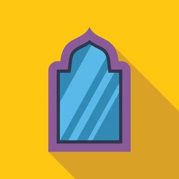 Arabic style window casting long shadow on yellow wall Stock Illustration