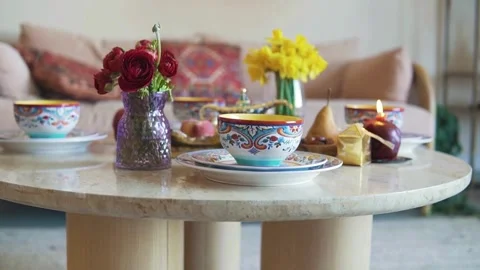 Arabic Table Ready for Eid Celebration Stock Footage 276500611