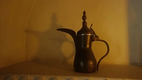 Arabic teapot and a shadow from it. Stock Footage 201156796