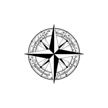 Arabic text windrose Stock Illustration