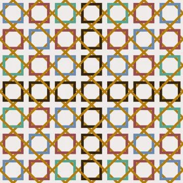 Arabic tile seamless pattern decoration mosaic art Stock Illustration
