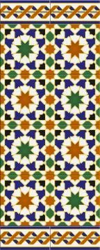Arabic tiles seamless horizontal pattern Stock Illustration
