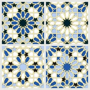 Arabic tiles seamless pattern Stock Illustration