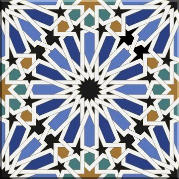 Arabic tiles seamless pattern. Seville, Spain. Stock Illustration