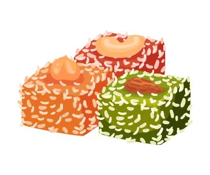 Arabic Turkish Delight or Rahat Lakoum Vector Illustration Stock Illustration