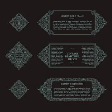 Arabic vector set of frames lines art design templates. Muslim gray outline イラスト素材