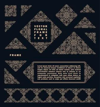 Arabic vector set of frames lines art design templates. Muslim black, white Illustrazione stock