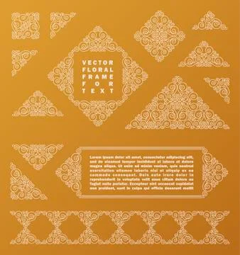 Arabic vector set of frames lines art design templates. Muslim gold, white Stock Illustration