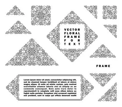 Arabic vector set of frames lines art design templates. Muslim black, white Stock Illustration