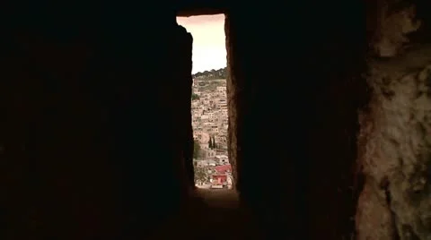 Arabic Village through a Wall 2 Stock Footage 10867836