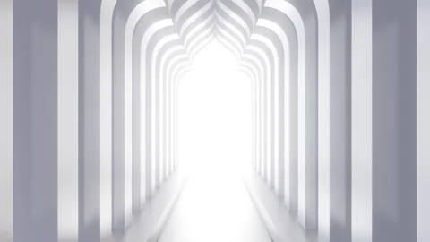 Arabic white arch interior with bright volumetric light in exit or enter. Stock Footage 278275801