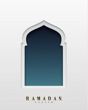 Arabic window design. Ramadan Kareem greeting card Stock Illustration
