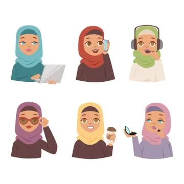 Arabic woman vector set Stock Illustration