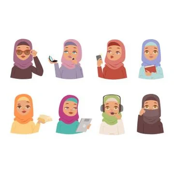 Arabic woman vector set Stock Illustration