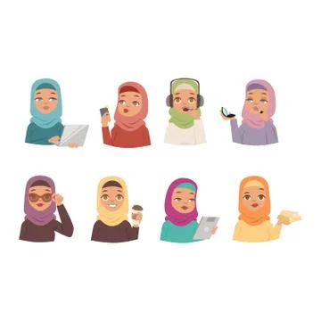 Arabic woman vector set Stock Illustration
